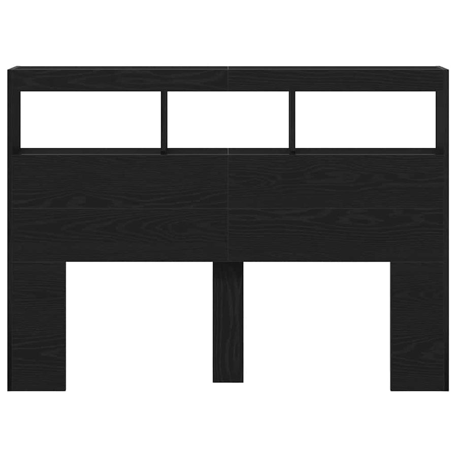 Hoofdbordkast met LED 140x17x102 cm zwart eikenkleurig