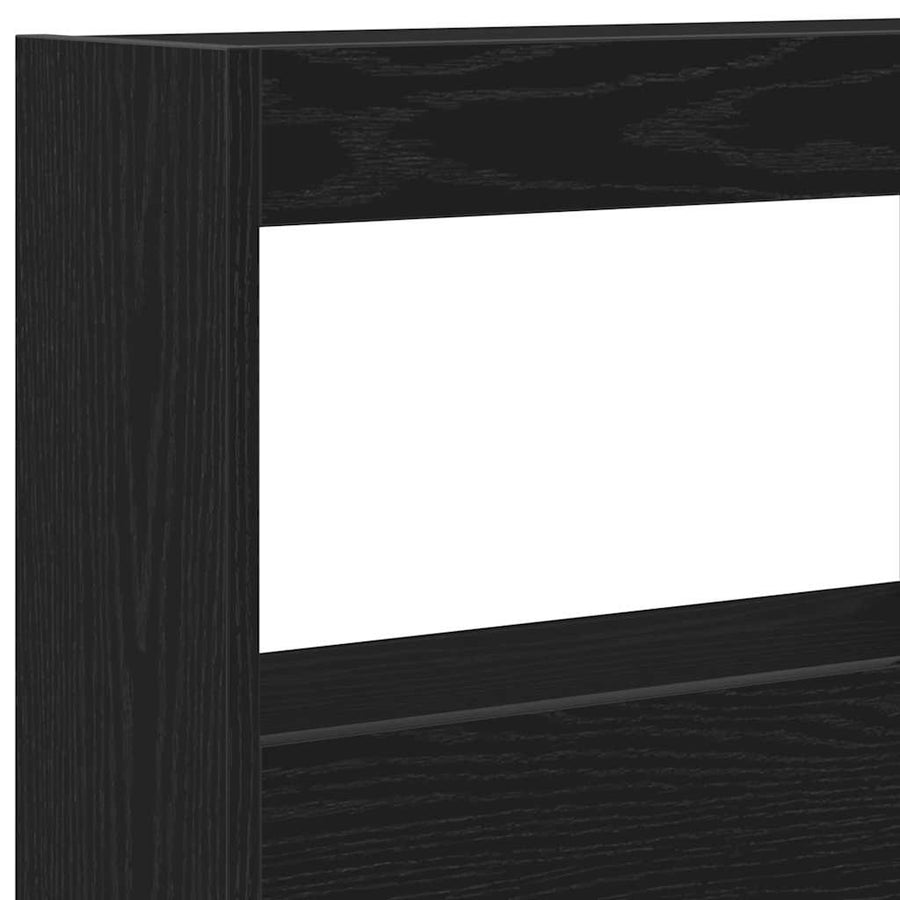 Hoofdbordkast met LED 140x17x102 cm zwart eikenkleurig