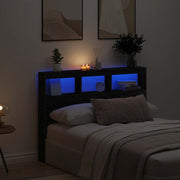 Hoofdbordkast 140x17x102 cm zwart eiken met LED