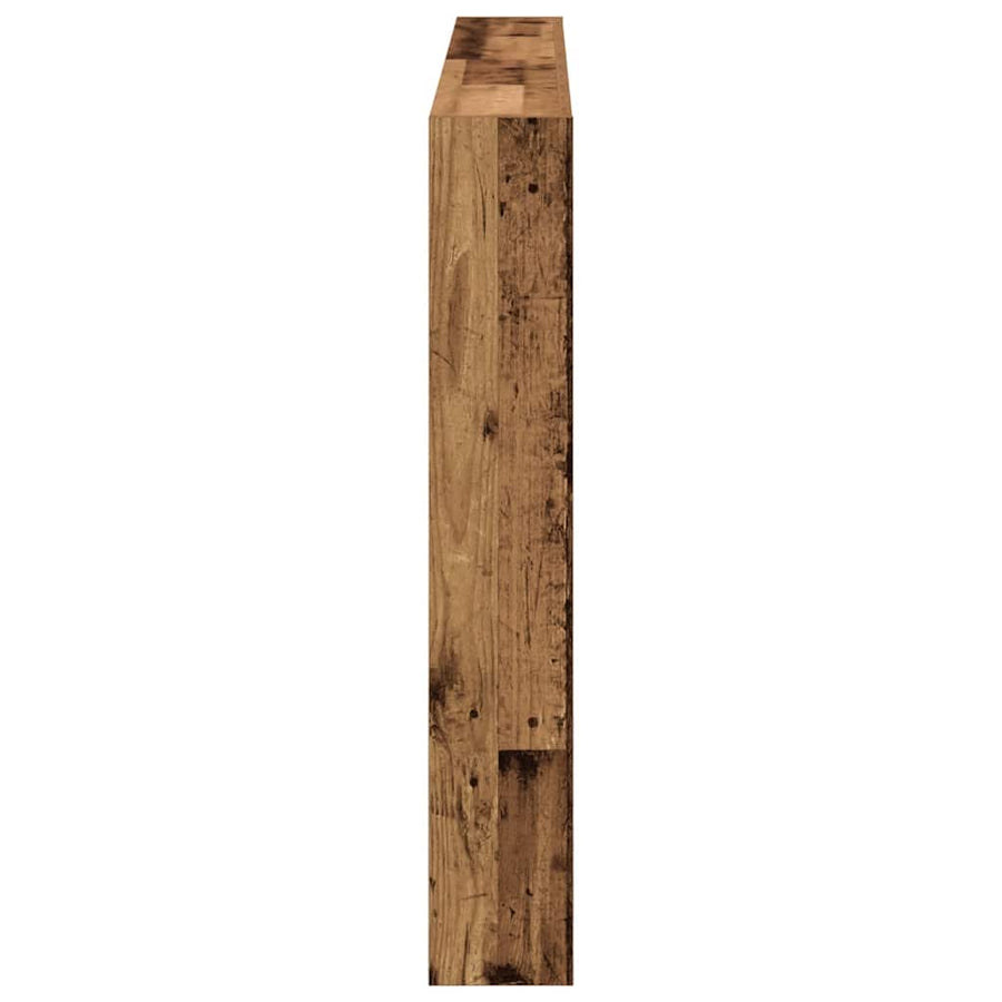 Hoofdbordkast met LED 160x17x102 cm oud hout