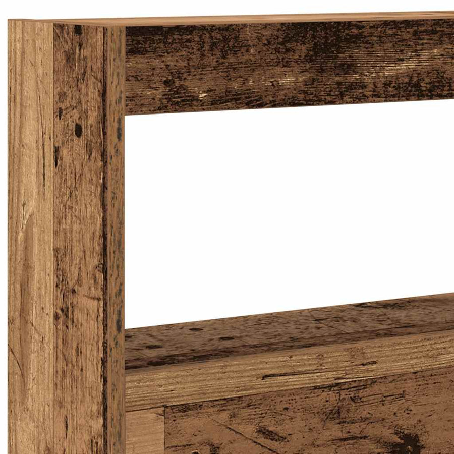 Hoofdbordkast met LED 160x17x102 cm oud hout