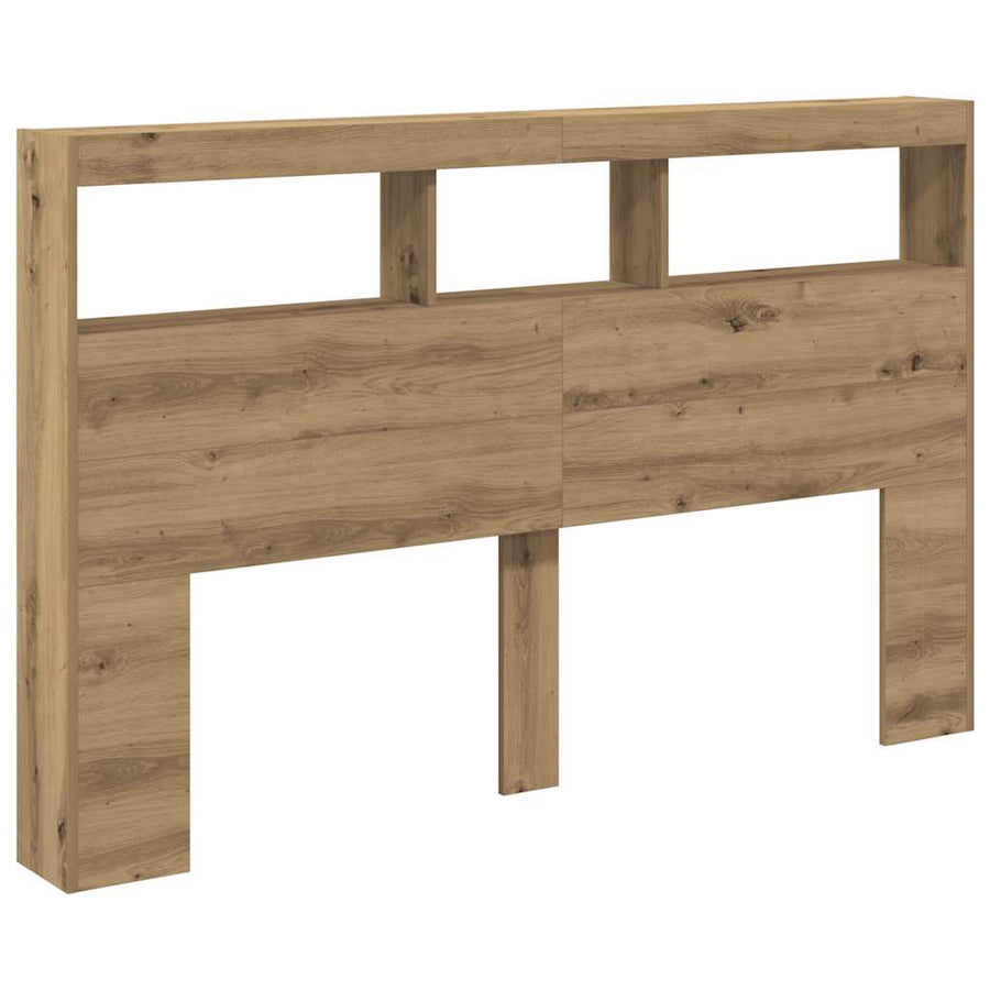 Hoofdbordkast met LED artisan 160x17x102 cm eikenkleurig