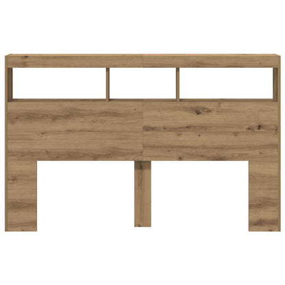 Hoofdbordkast met LED artisan 160x17x102 cm eikenkleurig