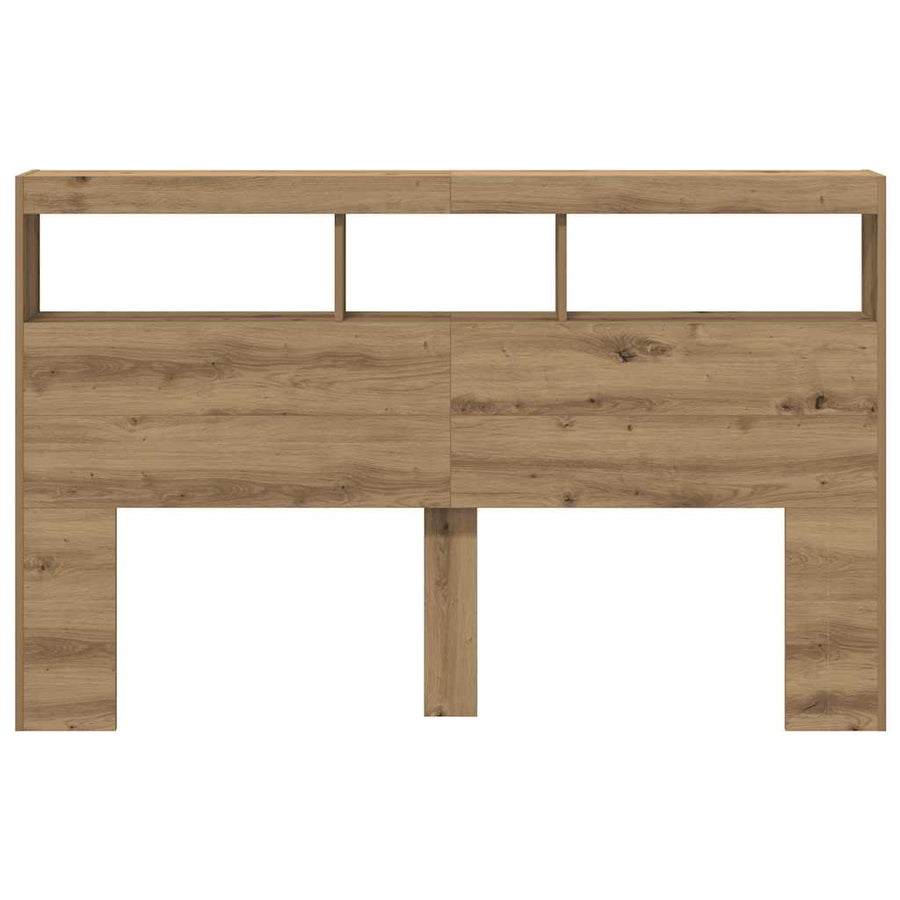 Hoofdbordkast met LED artisan 160x17x102 cm eikenkleurig