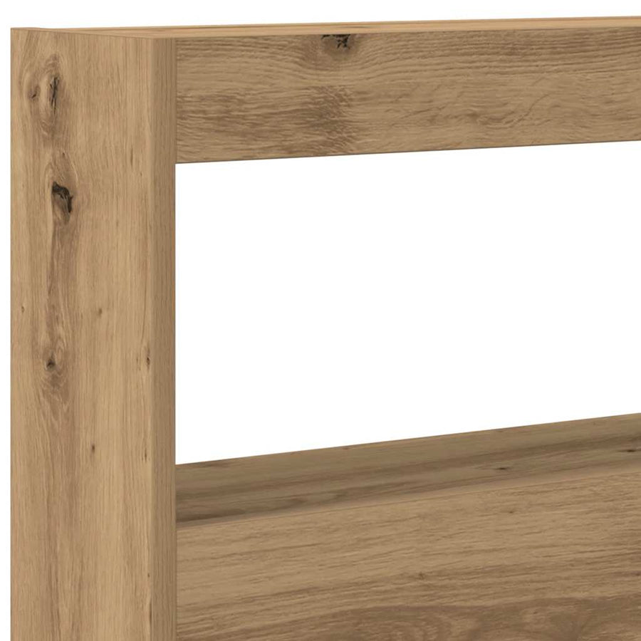 Hoofdbordkast met LED artisan 160x17x102 cm eikenkleurig