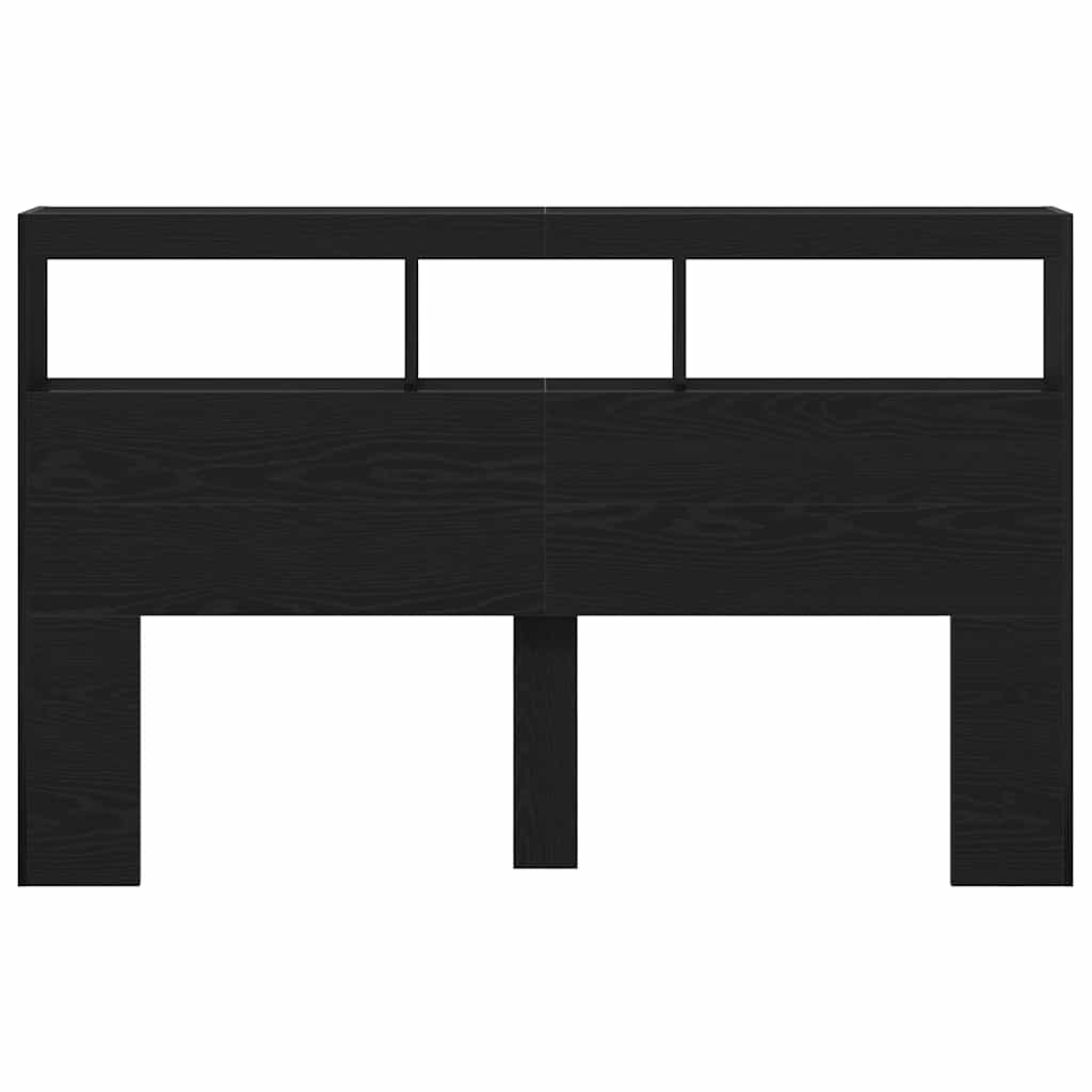 Hoofdbordkast met LED 160x17x102 cm eikenkleurig zwart