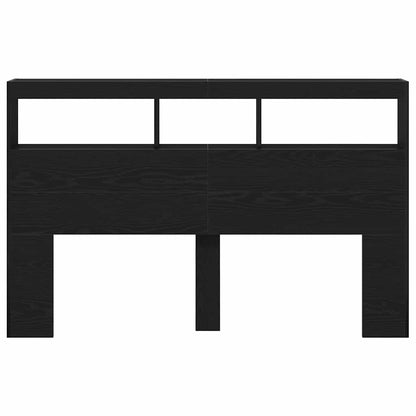 Hoofdbordkast met LED 160x17x102 cm eikenkleurig zwart