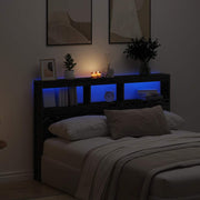 Hoofdbordkast met LED 160x17x102 cm eiken zwart