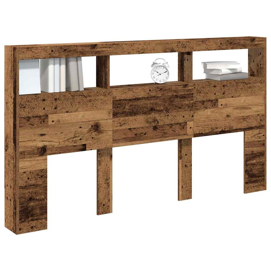 Hoofdbordkast met LED 180x17x102 cm oud hout