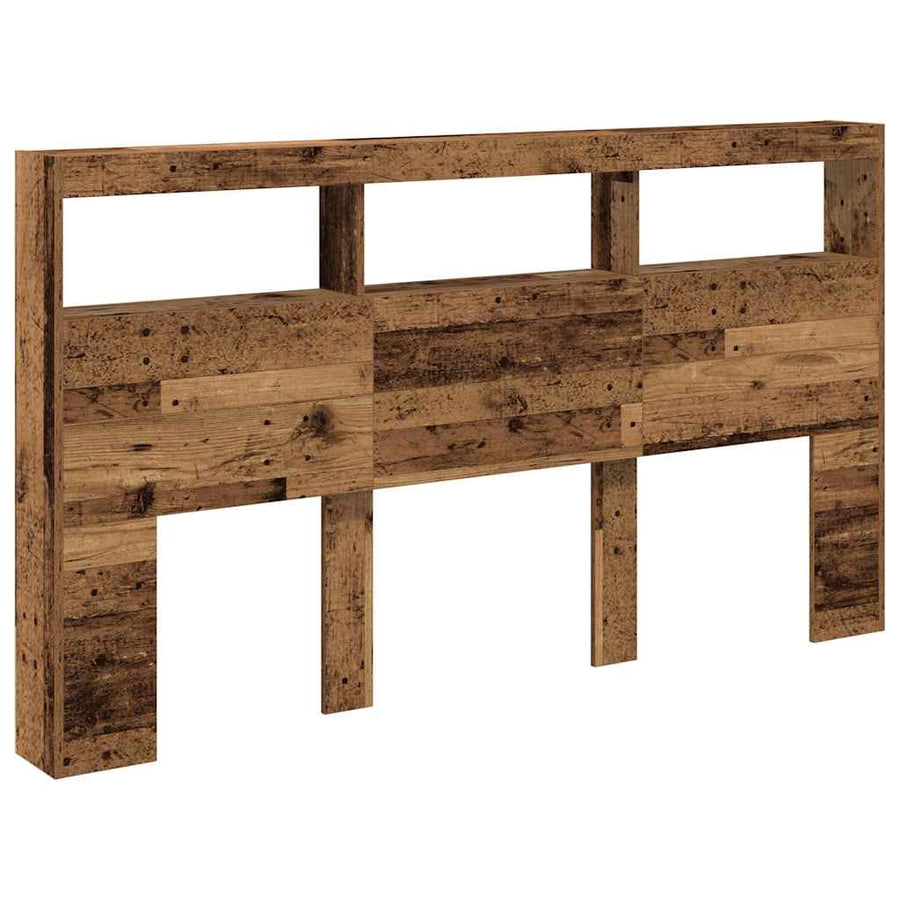 Hoofdbordkast met LED 180x17x102 cm oud hout