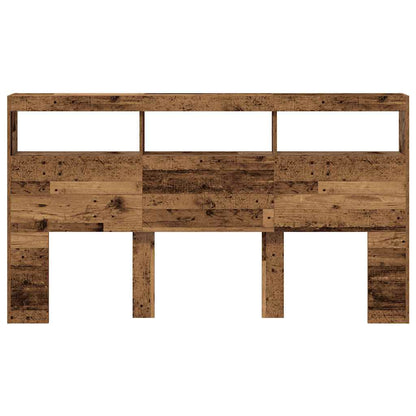 Hoofdbordkast met LED 180x17x102 cm oud hout