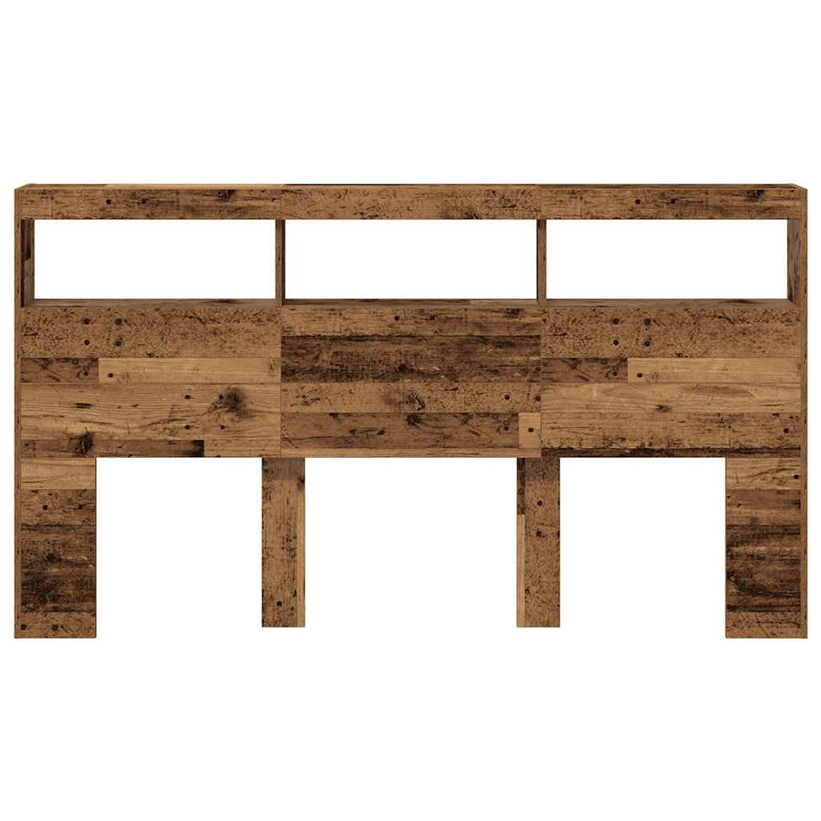 Hoofdbordkast met LED 180x17x102 cm oud hout