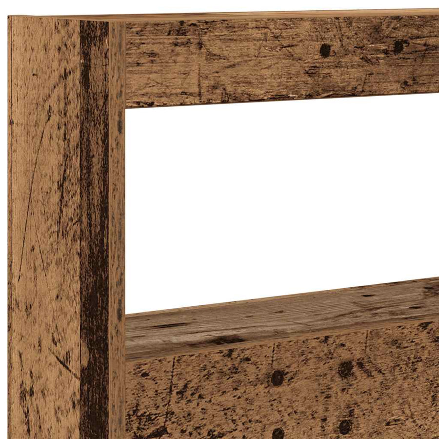 Hoofdbordkast met LED 180x17x102 cm oud hout