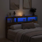 Headboard cabinet with LED 180x17x102 cm reclaimed wood
