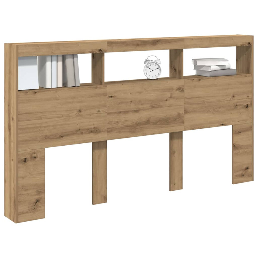 Hoofdbordkast met LED artisan 180x17x102 cm eikenkleurig