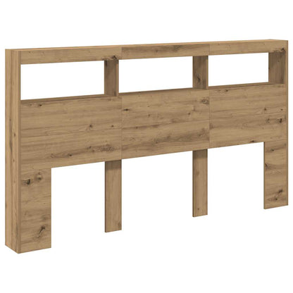 Hoofdbordkast met LED artisan 180x17x102 cm eikenkleurig