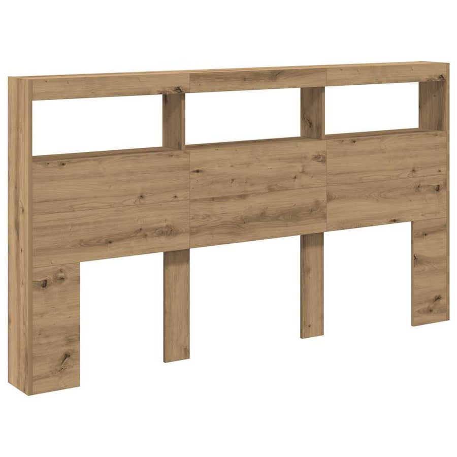 Hoofdbordkast met LED artisan 180x17x102 cm eikenkleurig