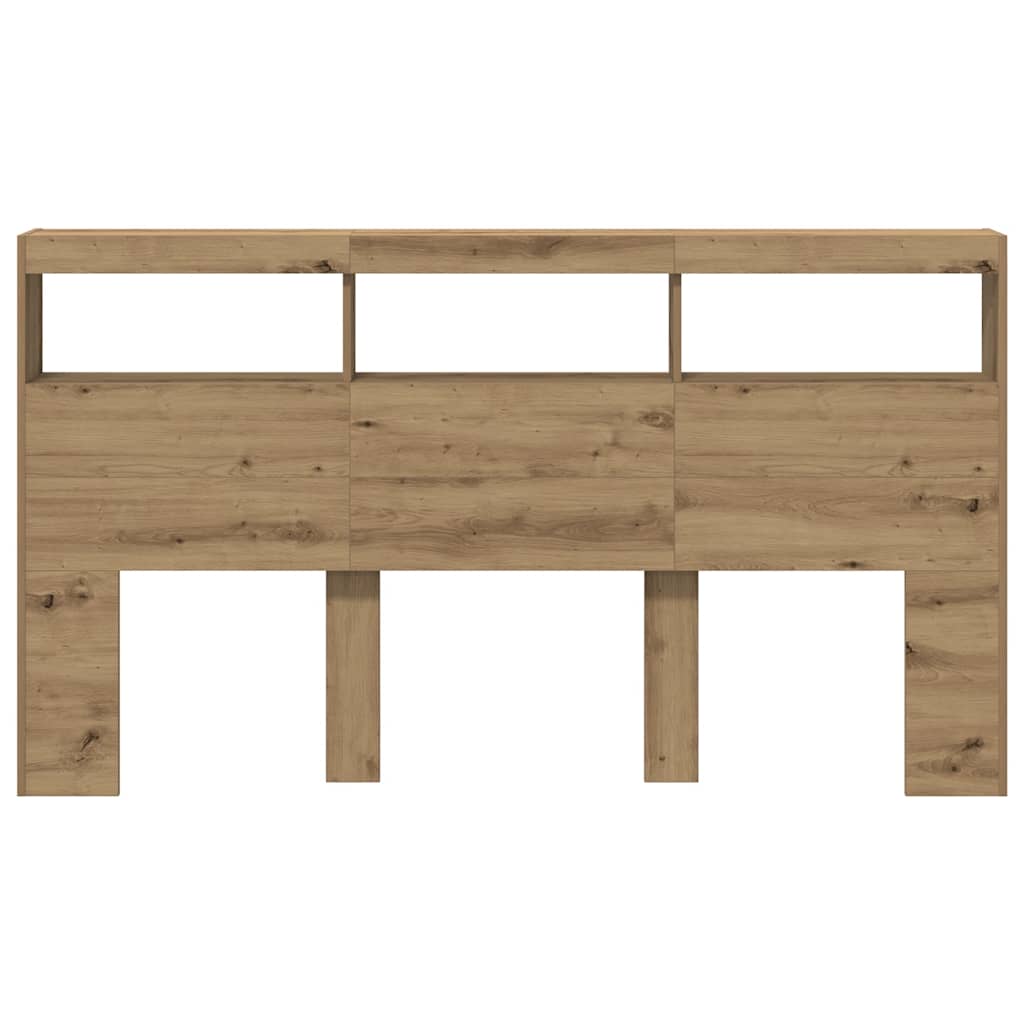 Hoofdbordkast met LED artisan 180x17x102 cm eikenkleurig