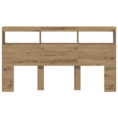 Hoofdbordkast met LED artisan 180x17x102 cm eikenkleurig