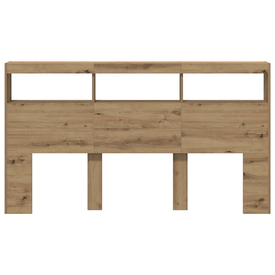 Hoofdbordkast met LED artisan 180x17x102 cm eikenkleurig