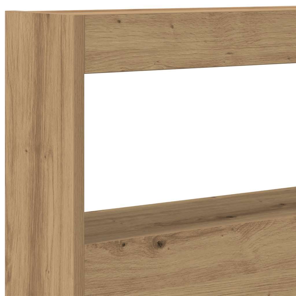 Hoofdbordkast met LED artisan 180x17x102 cm eikenkleurig