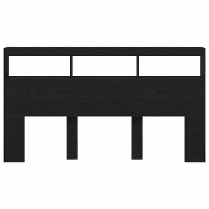 Hoofdbordkast met LED 180x17x102 cm eikenkleurig zwart