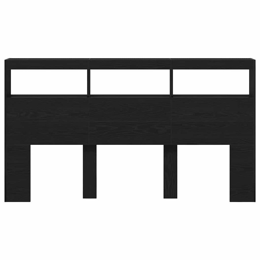 Hoofdbordkast met LED 180x17x102 cm eikenkleurig zwart