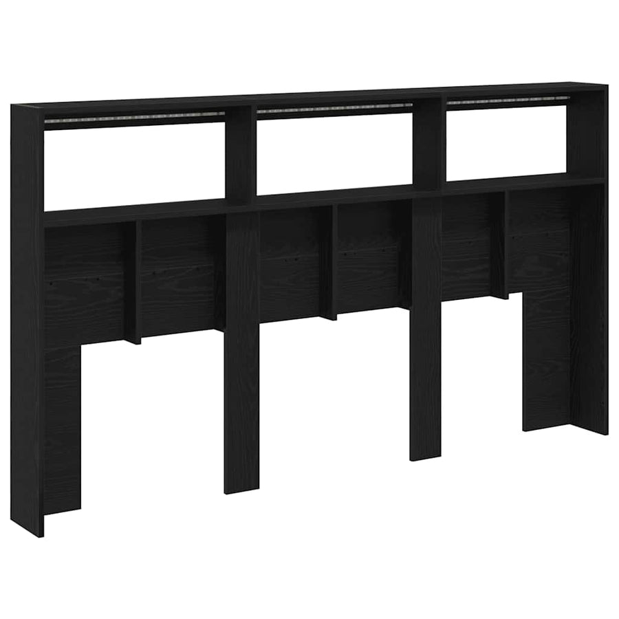 Hoofdbordkast met LED 180x17x102 cm eikenkleurig zwart