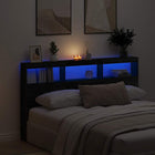 Headboard cabinet with LED 180x17x102 cm oak-colored black