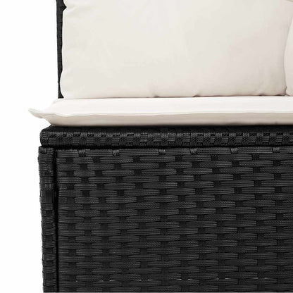4-delige Loungeset met kussens poly rattan acacia zwart
