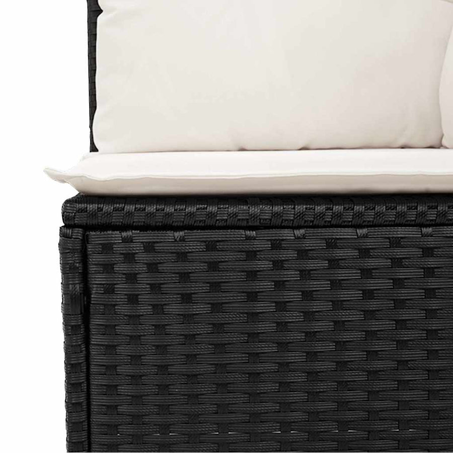 4-delige Loungeset met kussens poly rattan acacia zwart