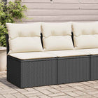 4-delige Loungeset met kussens poly rattan acacia zwart