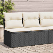 Loungeset 4-delig poly rattan acacia zwart