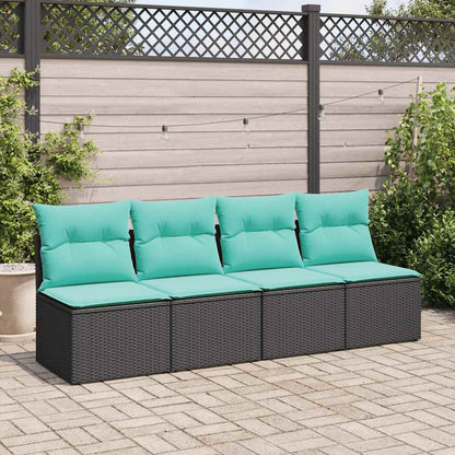 2-Delige Loungeset Met Kussens Poly Rattan Acacia 1 Zwart