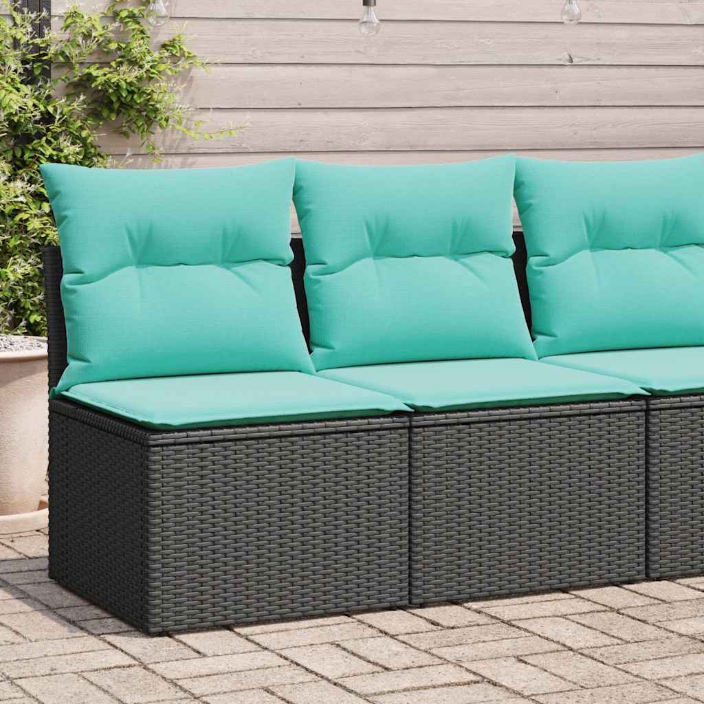 2-Delige Loungeset Met Kussens Poly Rattan Acacia 1 Zwart