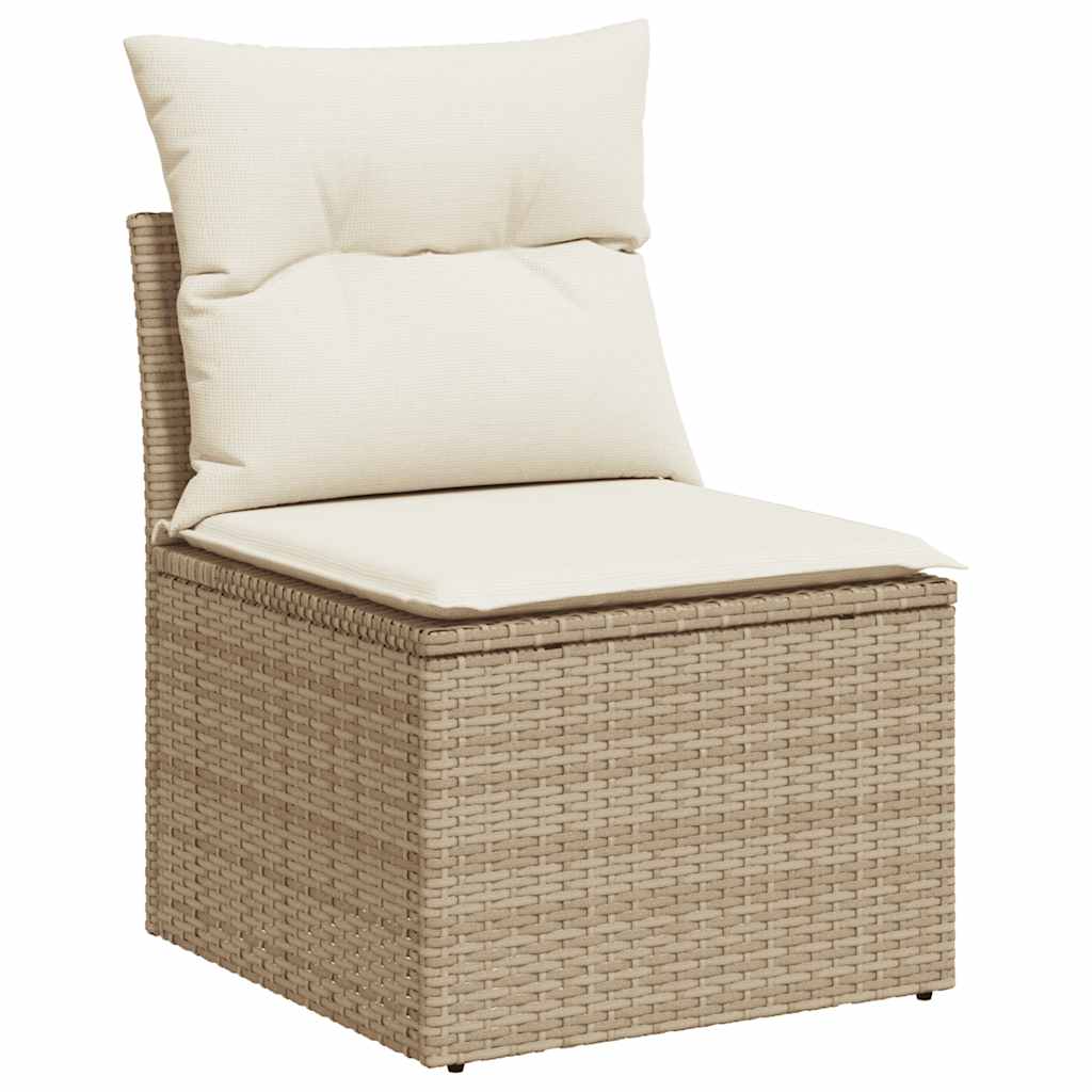 4-delige Loungeset met kussens poly rattan acacia beige