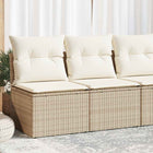 4-delige Loungeset met kussens poly rattan acacia beige