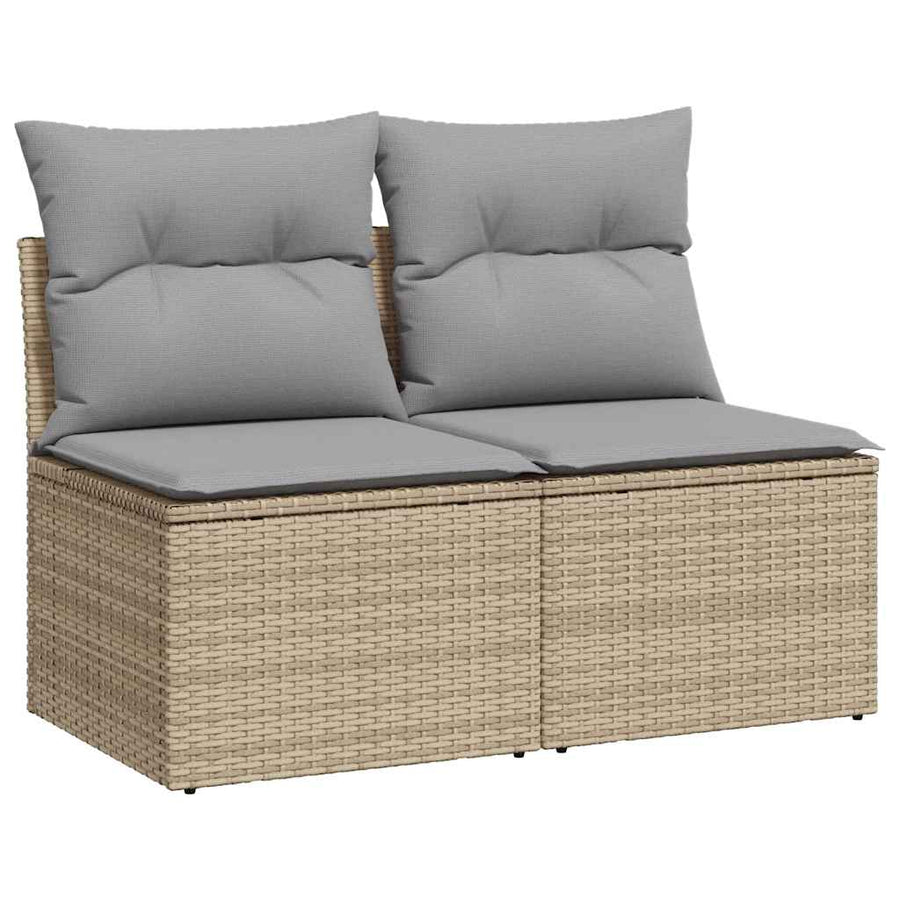 4-delige Loungeset met kussens poly rattan acacia beige