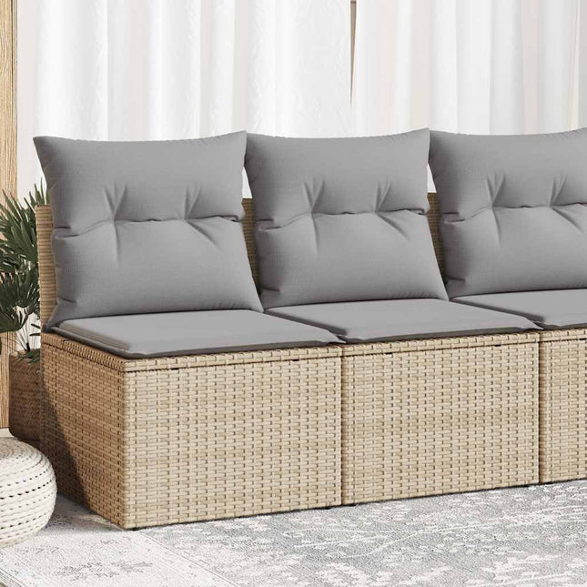 4-delige Loungeset met kussens poly rattan acacia beige