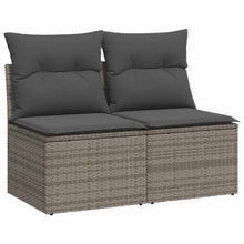 4-delige Loungeset met kussens poly rattan acacia grijs