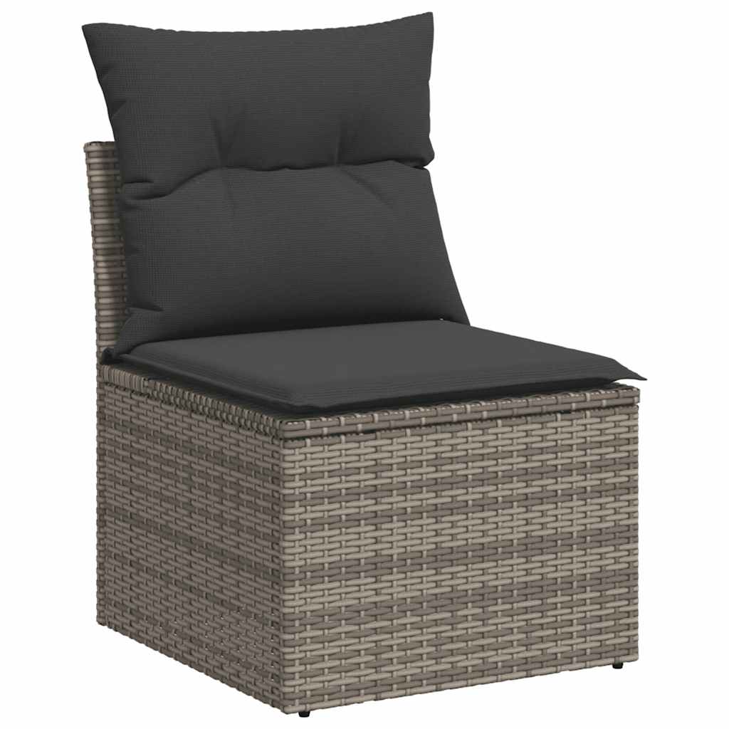 4-delige Loungeset met kussens poly rattan acacia grijs