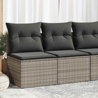 4-delige Loungeset met kussens poly rattan acacia grijs