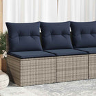 2-Piece Lounge Set with Cushions Poly Rattan Acacia Grey