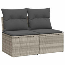 4-delige Loungeset met kussens poly rattan acacia lichtgrijs