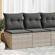 Loungeset 4-delig poly rattan acacia lichtgrijs