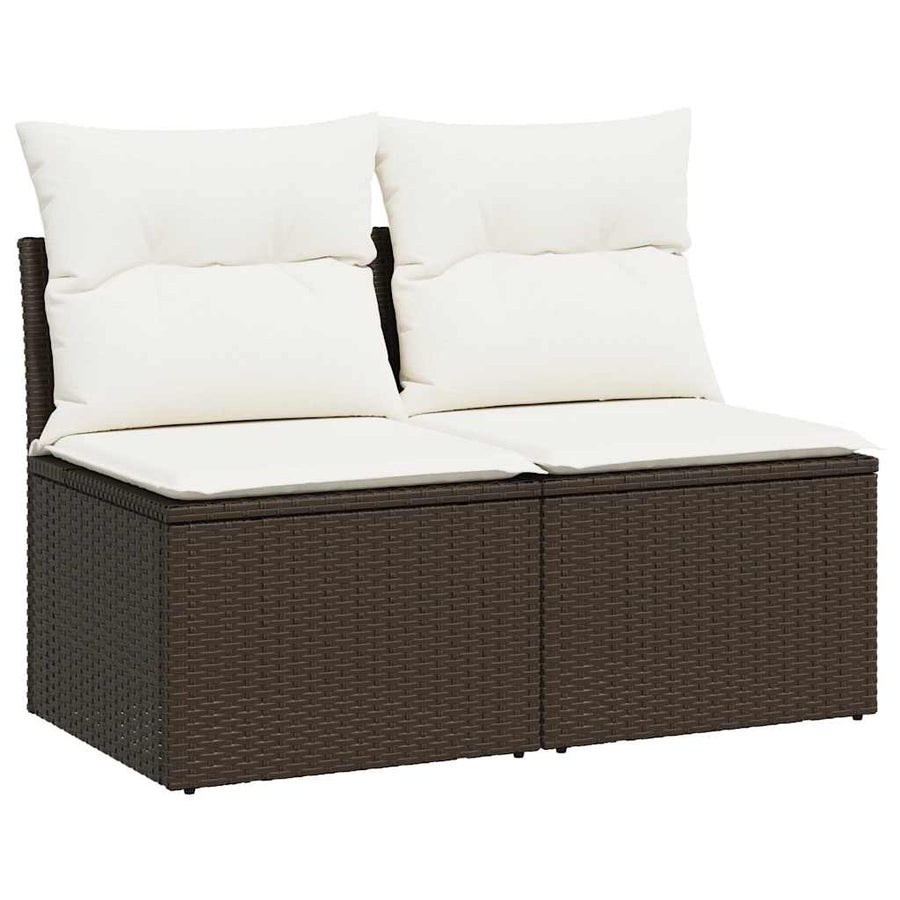 4-delige Loungeset met kussens poly rattan acacia bruin