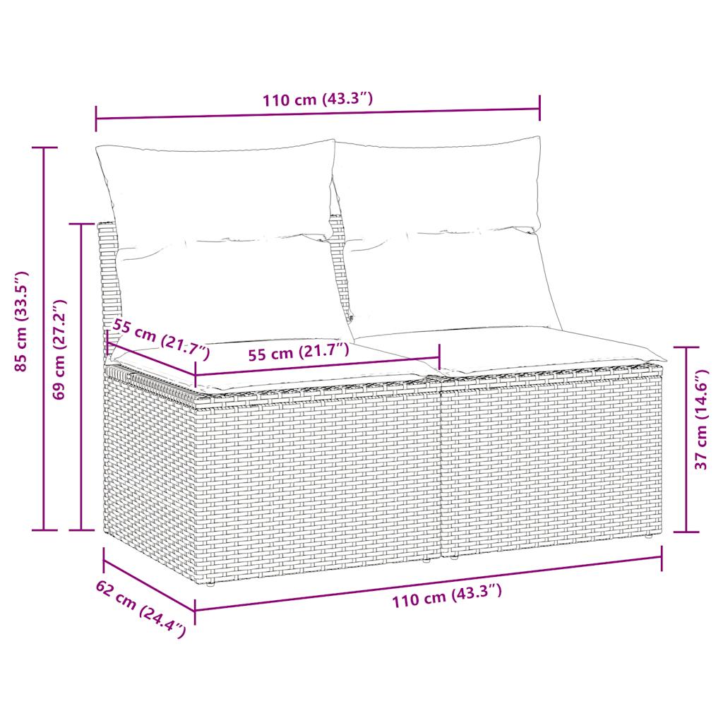 4-delige Loungeset met kussens poly rattan acacia bruin
