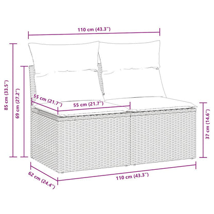 4-delige Loungeset met kussens poly rattan acacia bruin