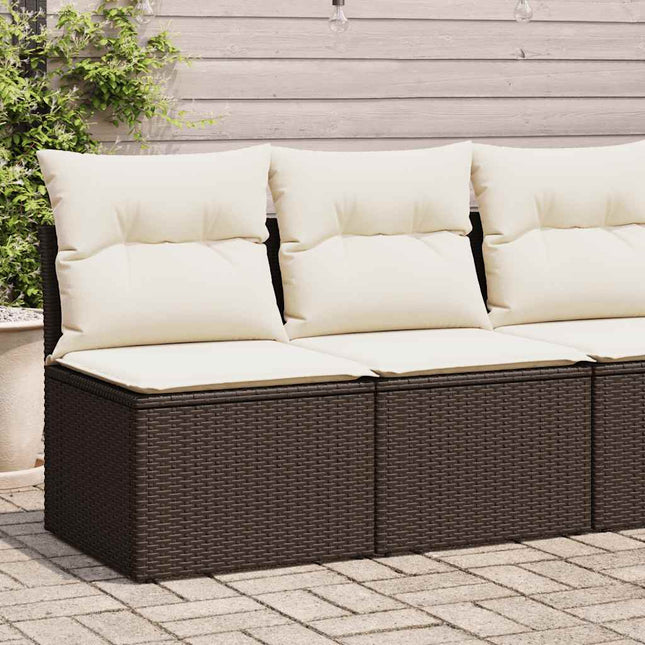 4-delige Loungeset met kussens poly rattan acacia bruin