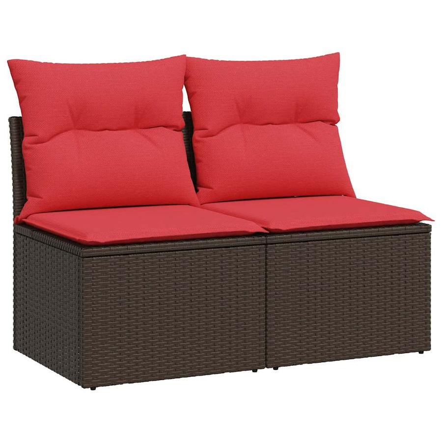 2-delige Loungeset met kussens poly rattan acacia bruin